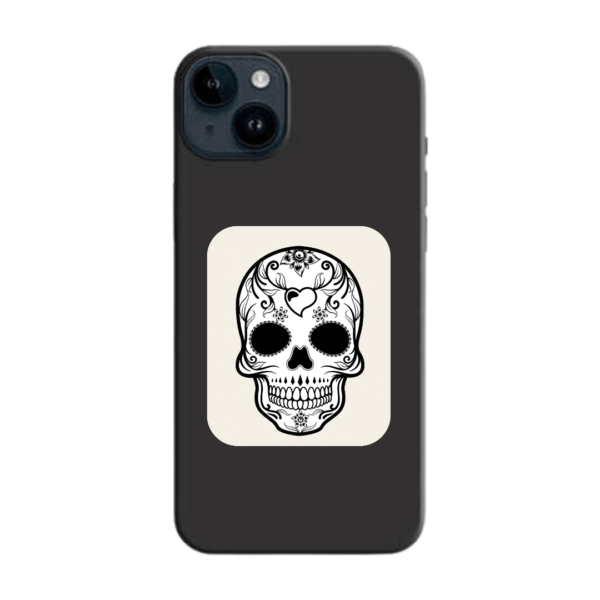 SP  CALAVERA CORAZON Este diseño de nuestro StickyPhones está pensado para todo aquel amante de las expresiones y caras. A quién no le gusta customizar su teléfono con su cara, gesto o expresión favorita. Ahora puedes hacerlo comprando este StickyPhones y luciendo tu teléfono allá donde vayas con este diseño actual y moderno. 