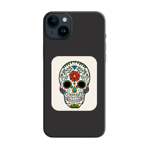 SP  CALAVERA FLORES Este diseño de nuestro StickyPhones está pensado para todo aquel amante de las expresiones y caras. A quién no le gusta customizar su teléfono con su cara, gesto o expresión favorita. Ahora puedes hacerlo comprando este StickyPhones y luciendo tu teléfono allá donde vayas con este diseño actual y moderno. 